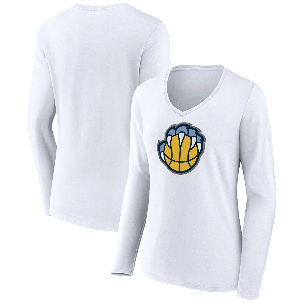 NBA - Memphis Grizzlies Women's Alternate Logo V-Neck Long Sleeve T-Shirt - White
