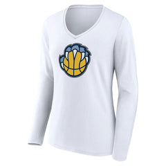NBA - Memphis Grizzlies Women's Alternate Logo V-Neck Long Sleeve T-Shirt - White