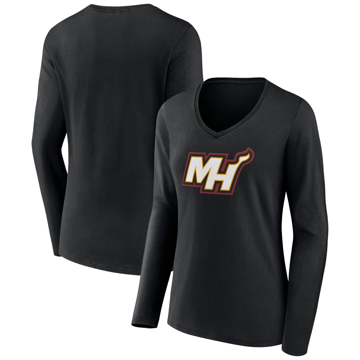 NBA - Miami Heat Women's Alternate Logo V-Neck Long Sleeve T-Shirt - Black