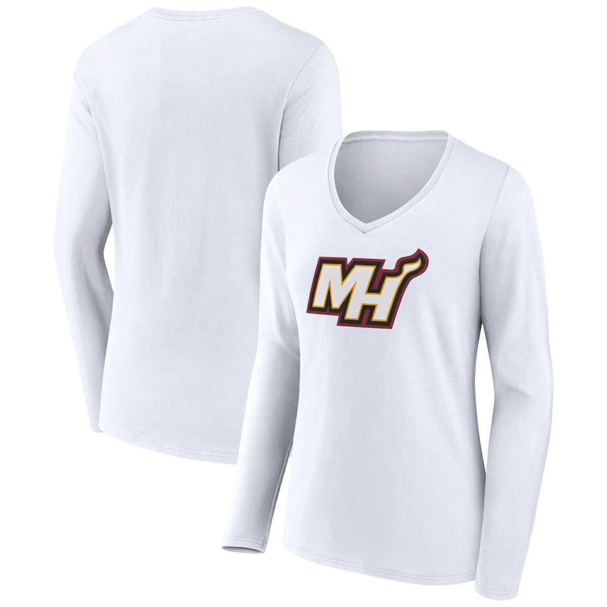 NBA - Miami Heat Women's Alternate Logo V-Neck Long Sleeve T-Shirt - White