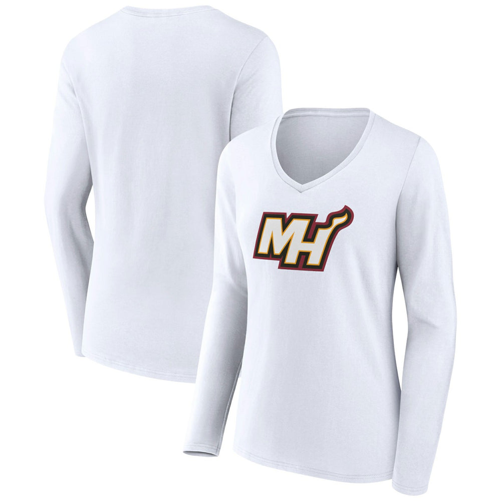 NBA - Miami Heat Women's Alternate Logo V-Neck Long Sleeve T-Shirt - White