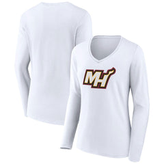 NBA - Miami Heat Women's Alternate Logo V-Neck Long Sleeve T-Shirt - White