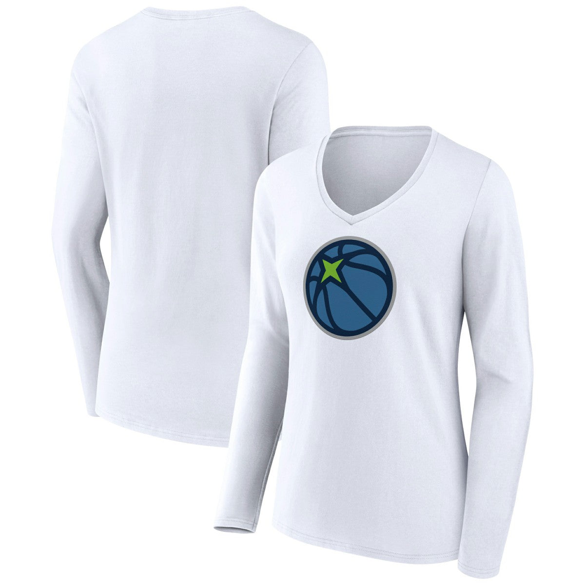 NBA - Minnesota Timberwolves Women's Alternate Logo V-Neck Long Sleeve T-Shirt - White
