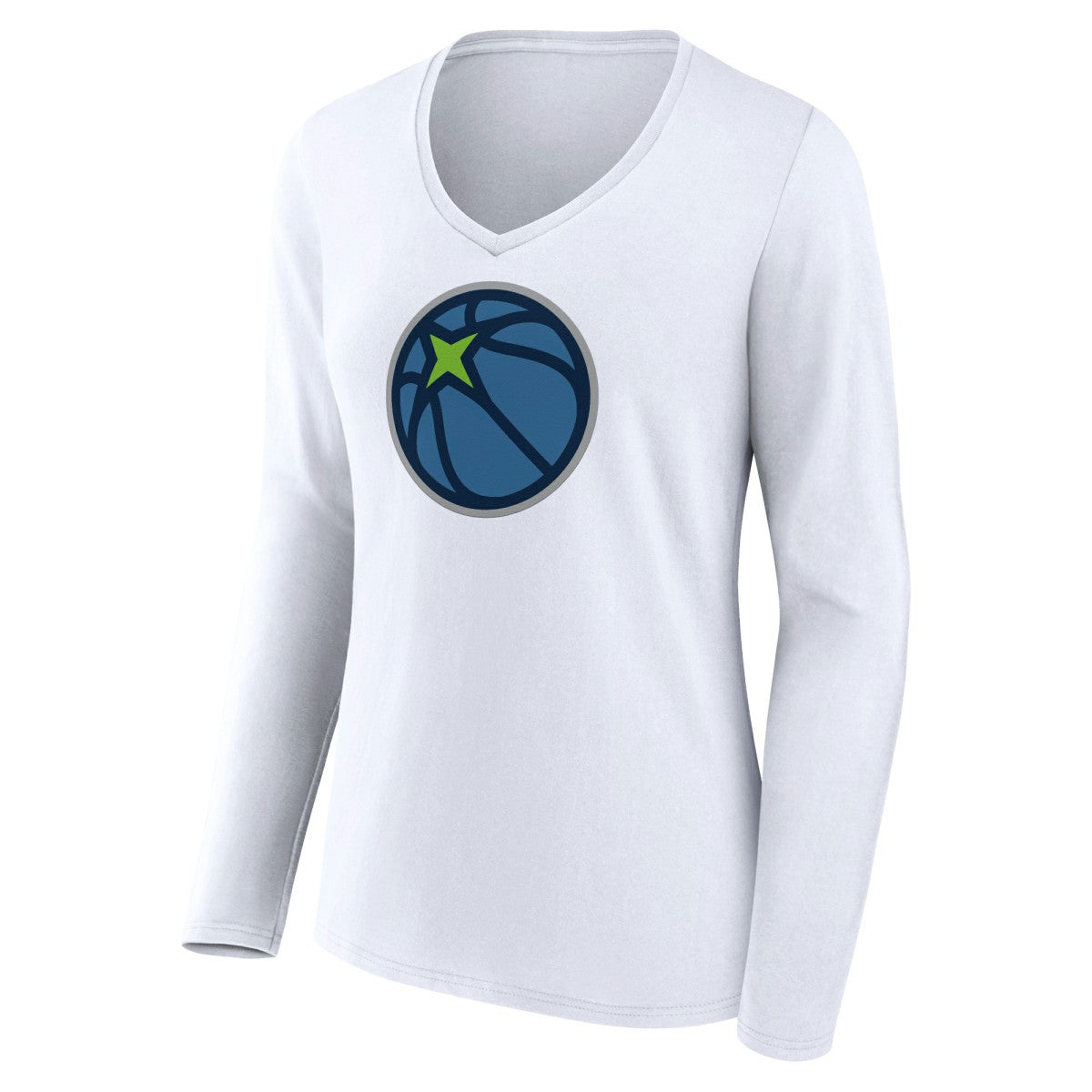 NBA - Minnesota Timberwolves Women's Alternate Logo V-Neck Long Sleeve T-Shirt - White