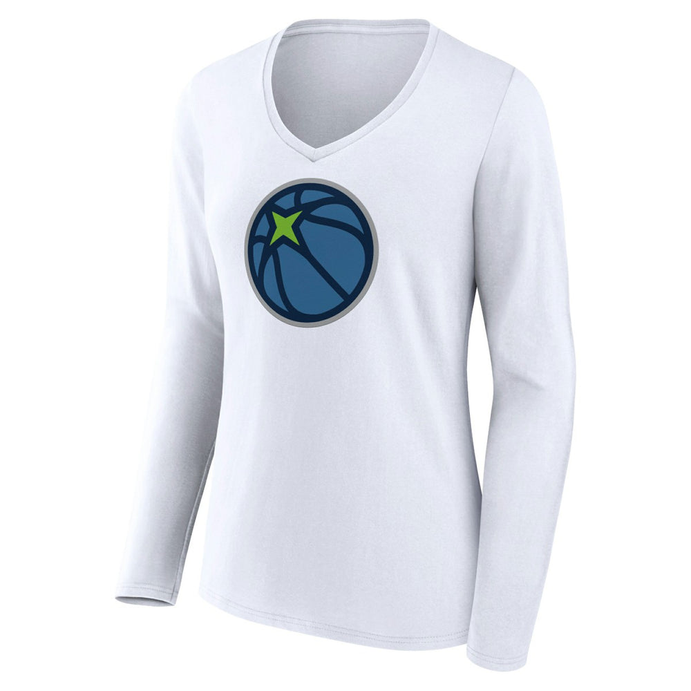 NBA - Minnesota Timberwolves Women's Alternate Logo V-Neck Long Sleeve T-Shirt - White