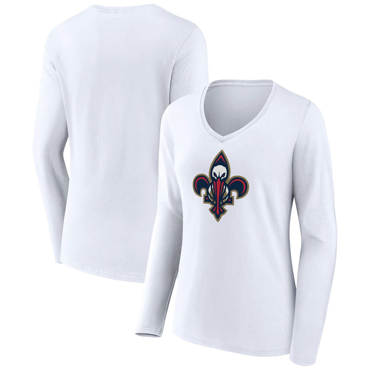 NBA - New Orleans Pelicans Women's Alternate Logo V-Neck Long Sleeve T-Shirt - White