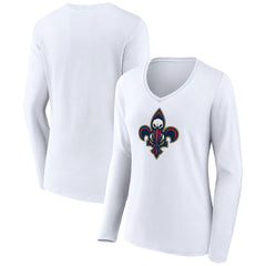 NBA - New Orleans Pelicans Women's Alternate Logo V-Neck Long Sleeve T-Shirt - White