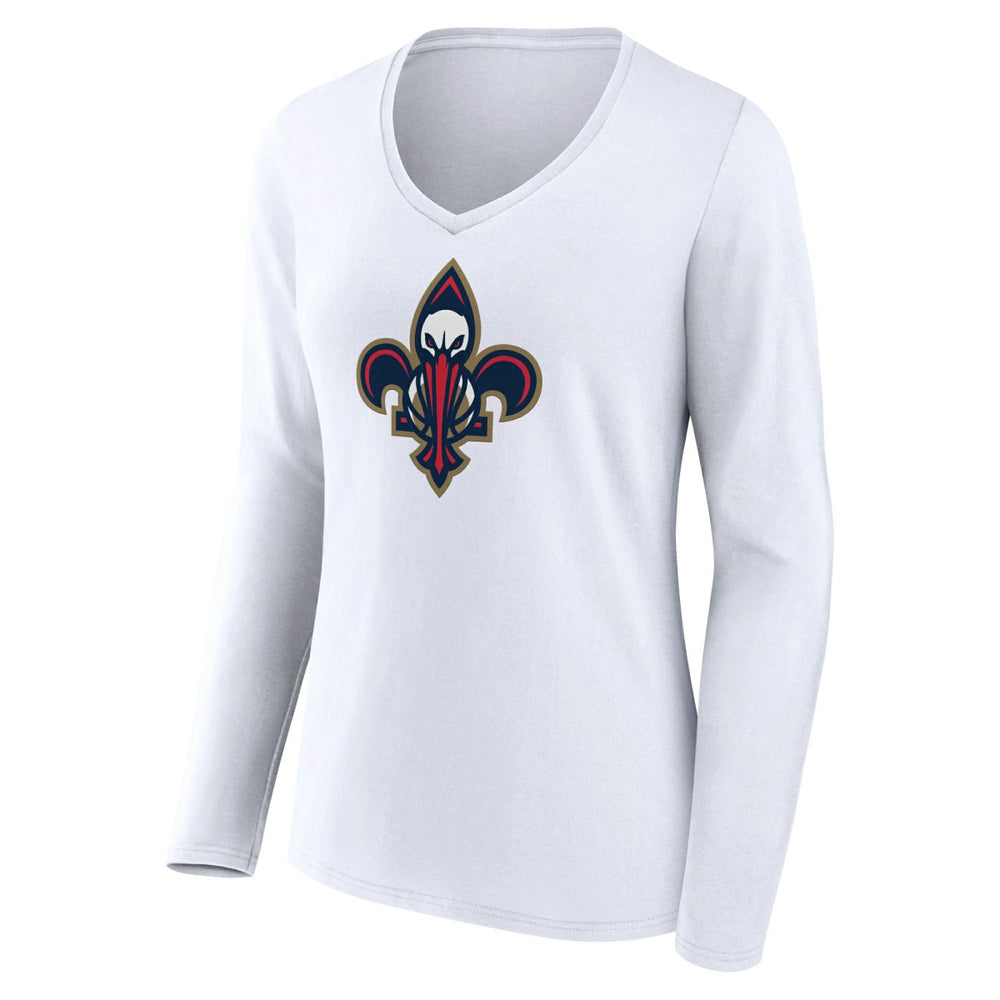 NBA - New Orleans Pelicans Women's Alternate Logo V-Neck Long Sleeve T-Shirt - White
