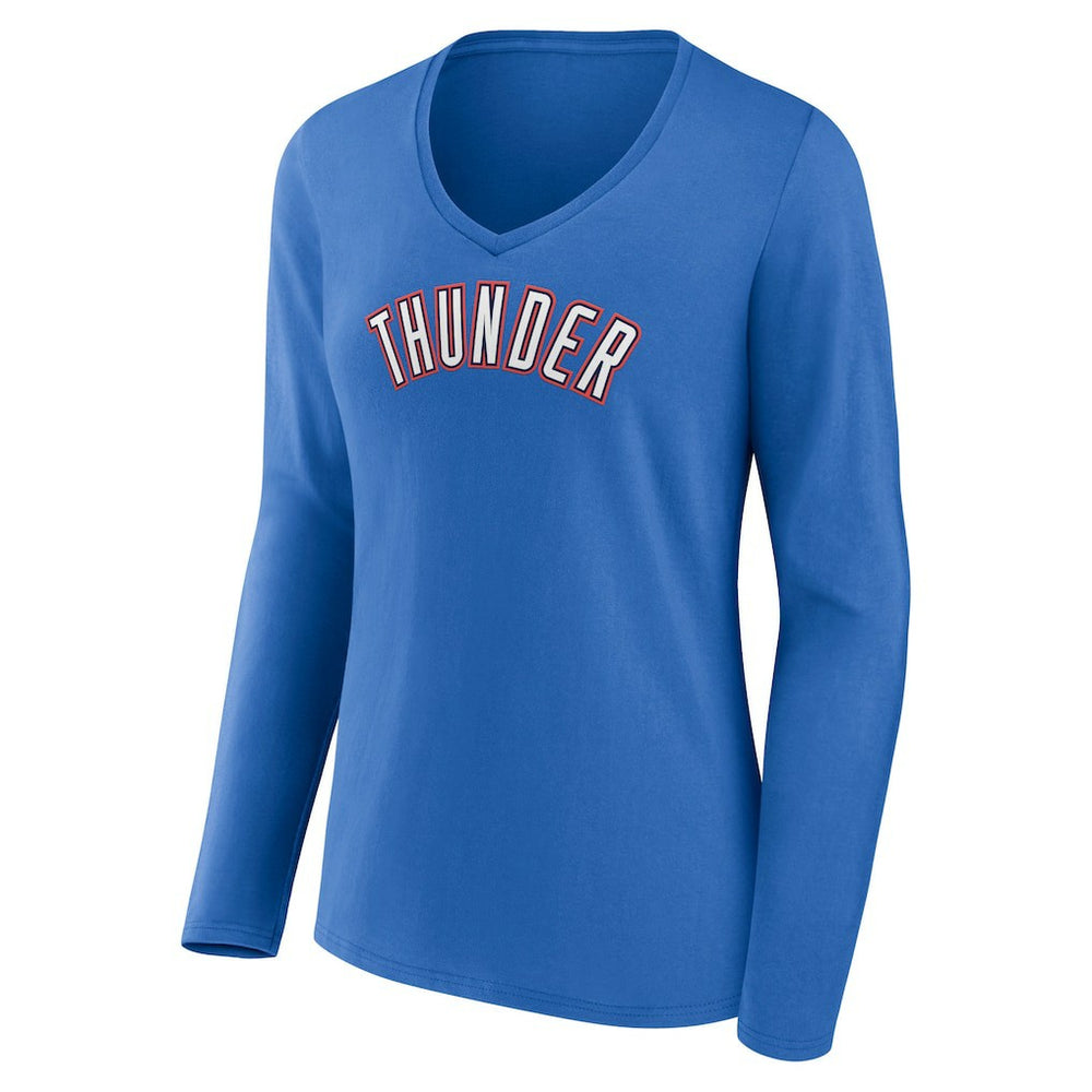 NBA - Oklahoma City Thunder Women's Alternate Logo V-Neck Long Sleeve T-Shirt - Blue