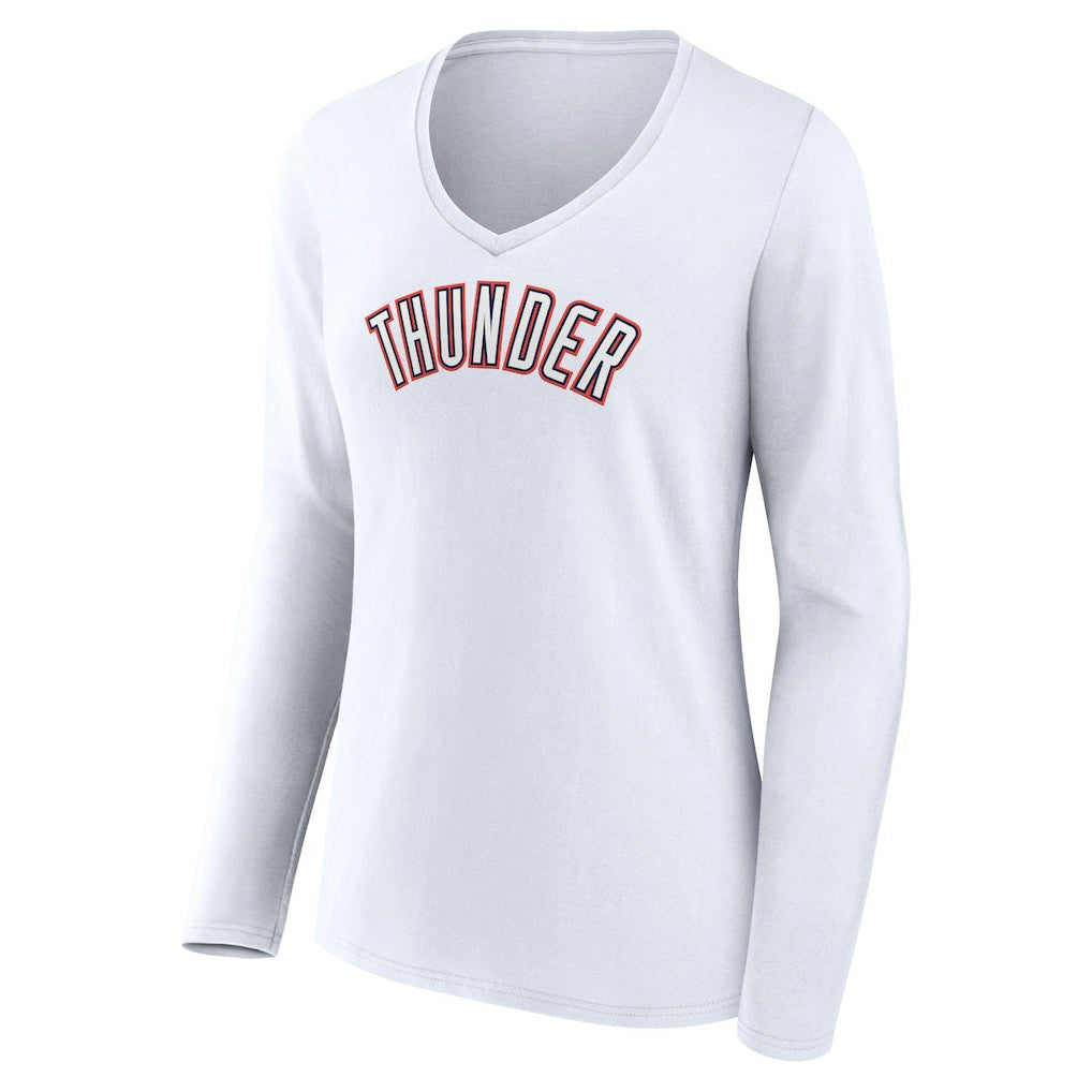 NBA - Oklahoma City Thunder Women's Alternate Logo V-Neck Long Sleeve T-Shirt - White