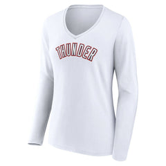 NBA - Oklahoma City Thunder Women's Alternate Logo V-Neck Long Sleeve T-Shirt - White