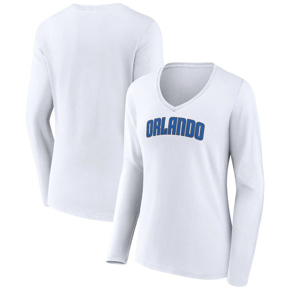 NBA - Orlando Magic Women's Alternate Logo V-Neck Long Sleeve T-Shirt - White