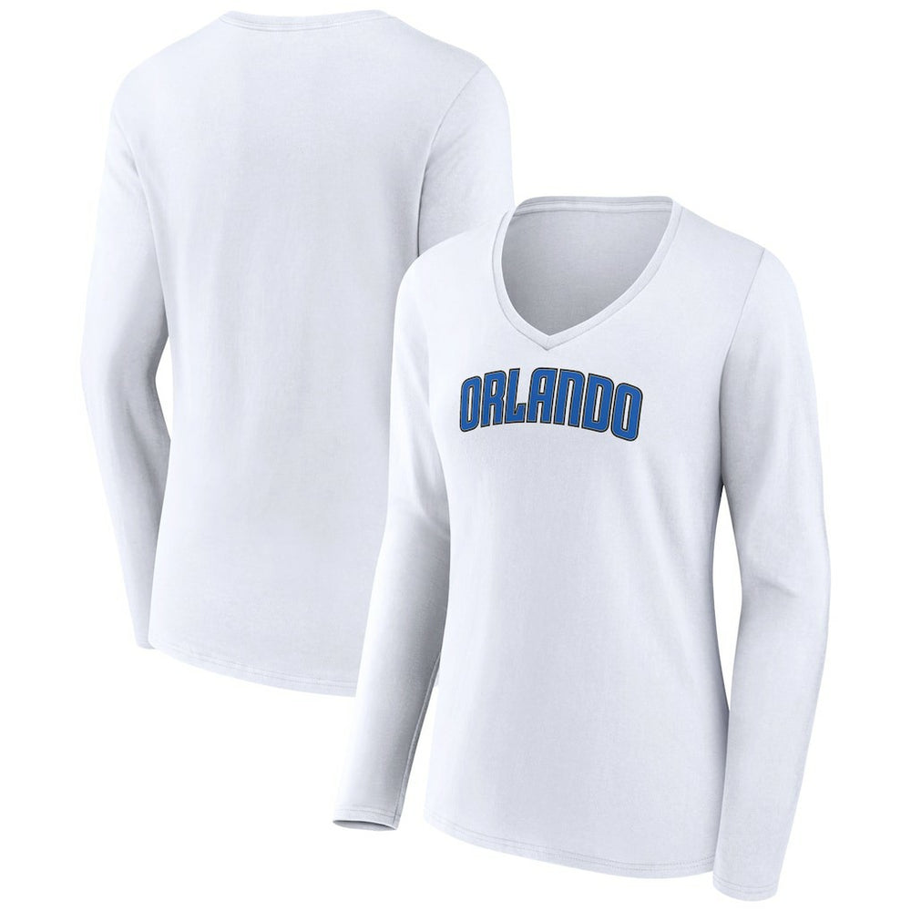 NBA - Orlando Magic Women's Alternate Logo V-Neck Long Sleeve T-Shirt - White