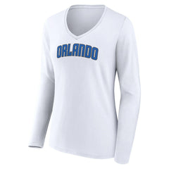 NBA - Orlando Magic Women's Alternate Logo V-Neck Long Sleeve T-Shirt - White