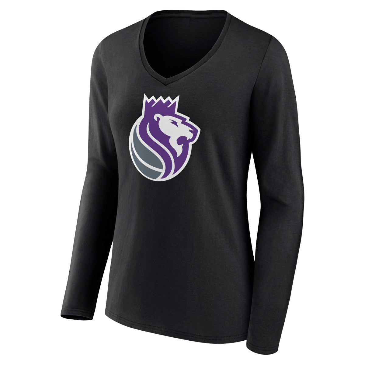 NBA - Sacramento Kings Women's Alternate Logo V-Neck Long Sleeve T-Shirt - Black