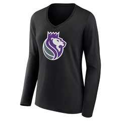NBA - Sacramento Kings Women's Alternate Logo V-Neck Long Sleeve T-Shirt - Black