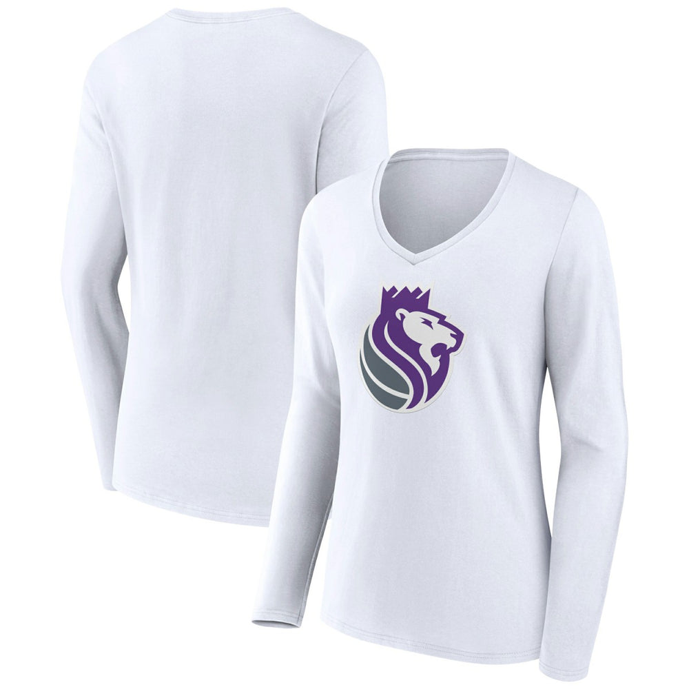NBA - Sacramento Kings Women's Alternate Logo V-Neck Long Sleeve T-Shirt - White