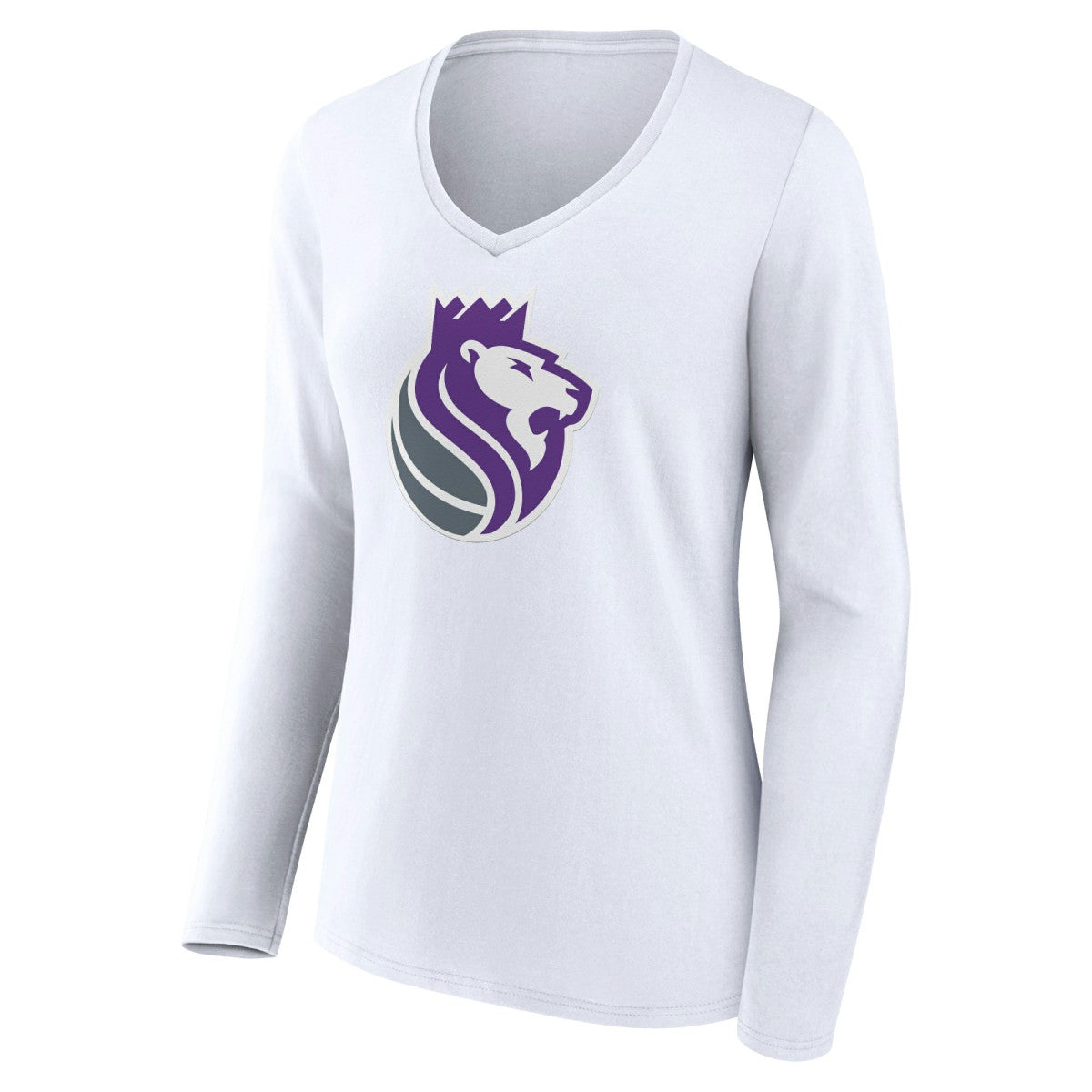 NBA - Sacramento Kings Women's Alternate Logo V-Neck Long Sleeve T-Shirt - White