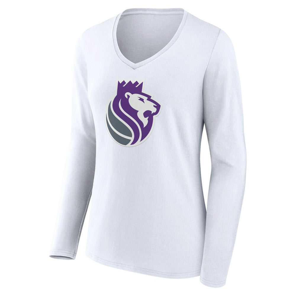 NBA - Sacramento Kings Women's Alternate Logo V-Neck Long Sleeve T-Shirt - White