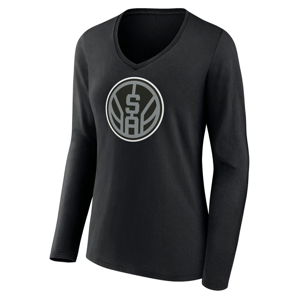 NBA - San Antonio Spurs Women's Alternate Logo V-Neck Long Sleeve T-Shirt - Black