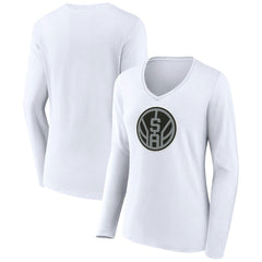 NBA - San Antonio Spurs Women's Alternate Logo V-Neck Long Sleeve T-Shirt - White