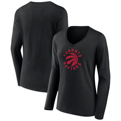 NBA - Toronto Raptors Women's Alternate Logo V-Neck Long Sleeve T-Shirt - Black