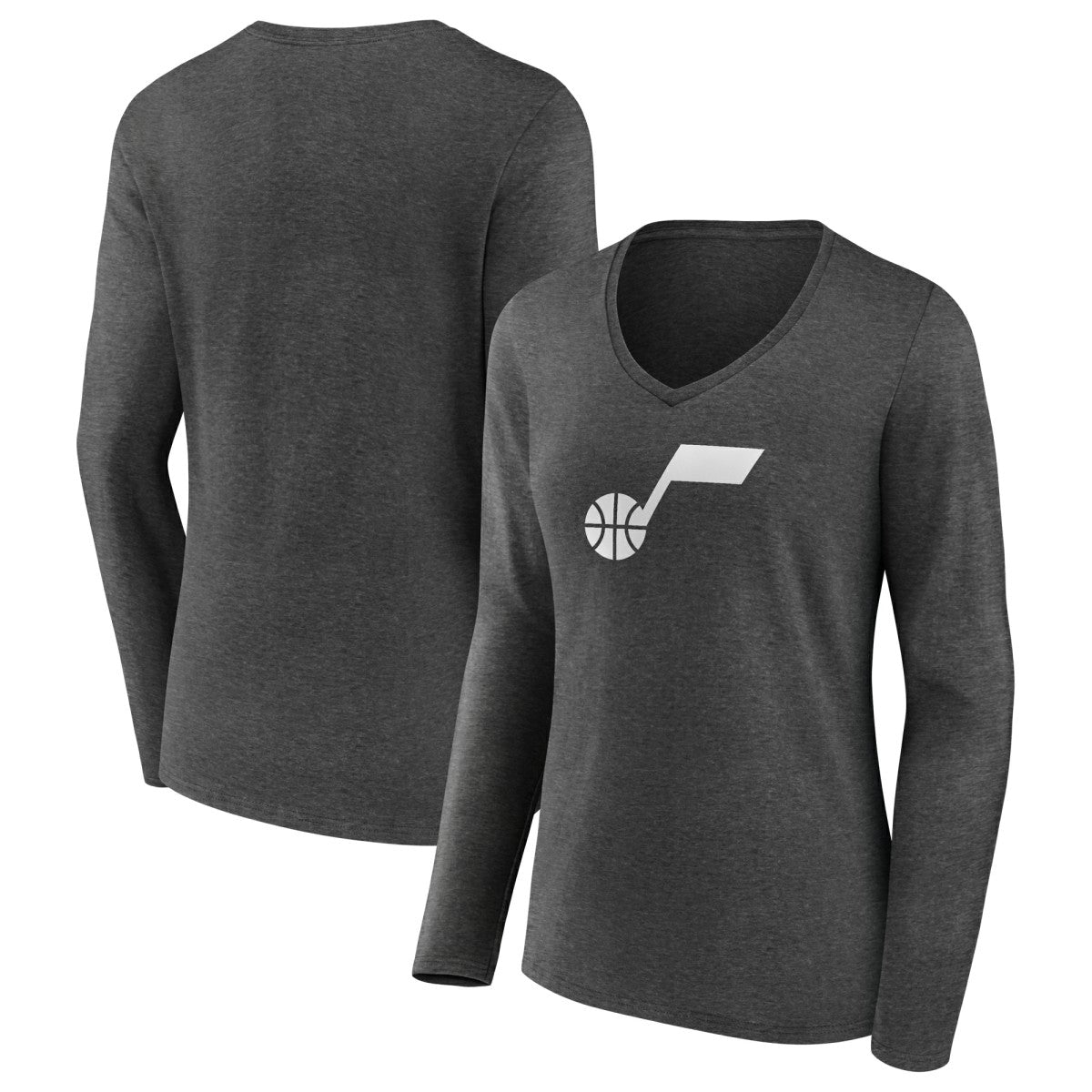 NBA - Utah Jazz Women's Alternate Logo V-Neck Long Sleeve T-Shirt - Charcoal