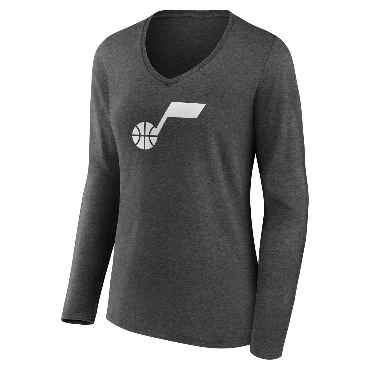 NBA - Utah Jazz Women's Alternate Logo V-Neck Long Sleeve T-Shirt - Charcoal