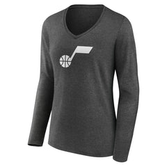 NBA - Utah Jazz Women's Alternate Logo V-Neck Long Sleeve T-Shirt - Charcoal