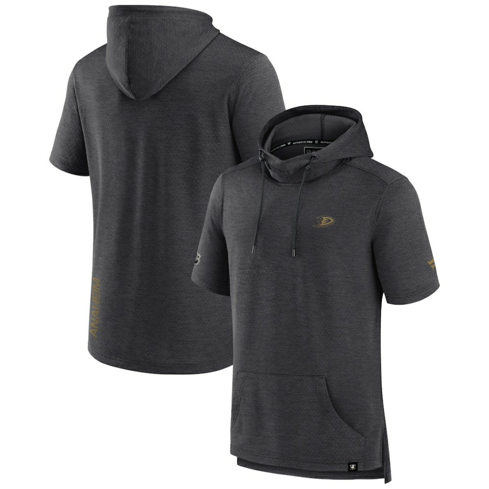 Anaheim Ducks - Fanatics Authentic Pro Short Sleeve Pullover Hoodie Heather Charcoal