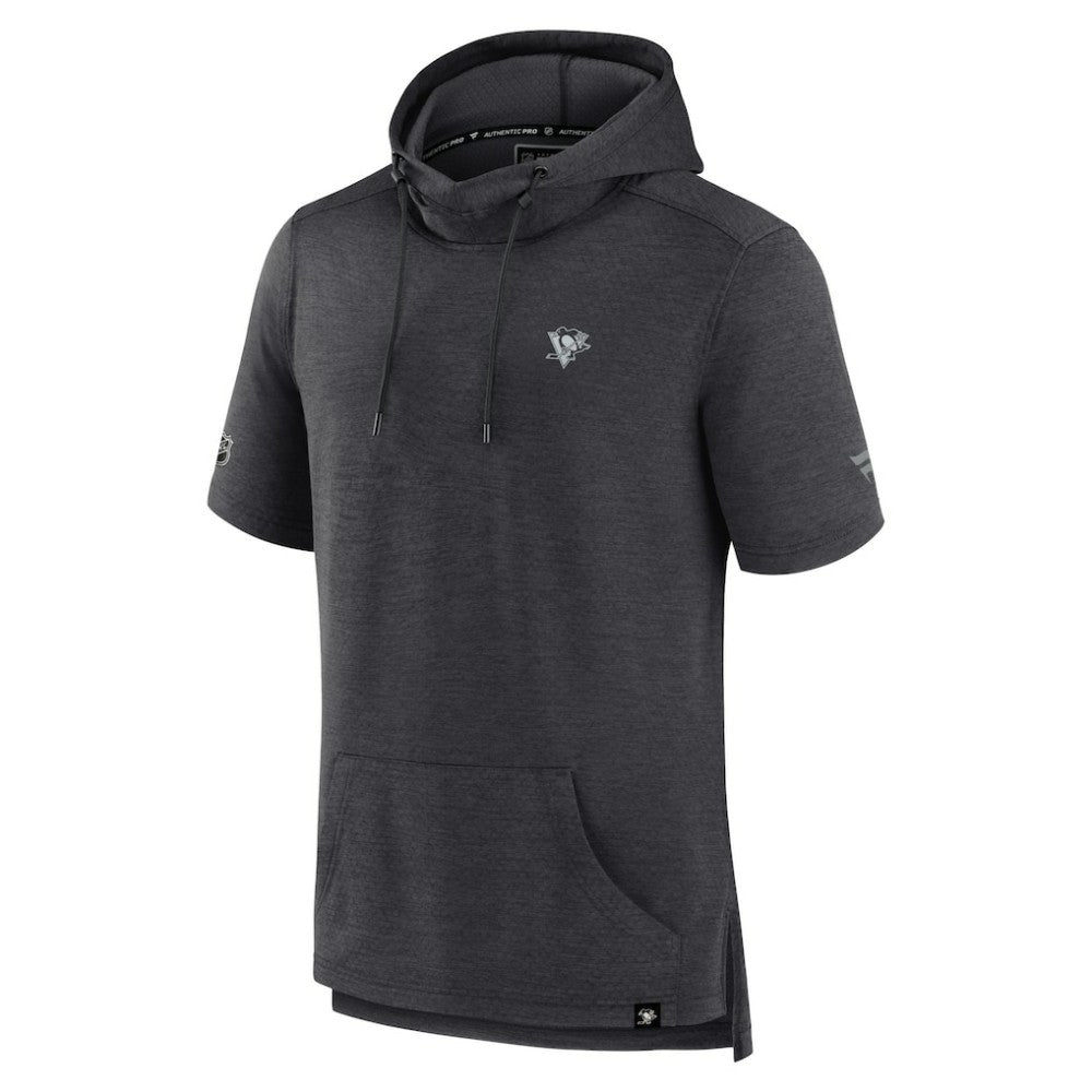 Pittsburgh Penguins Fanatics Authentic Pro Short Sleeve Pullover Hoodie Heather Charcoal