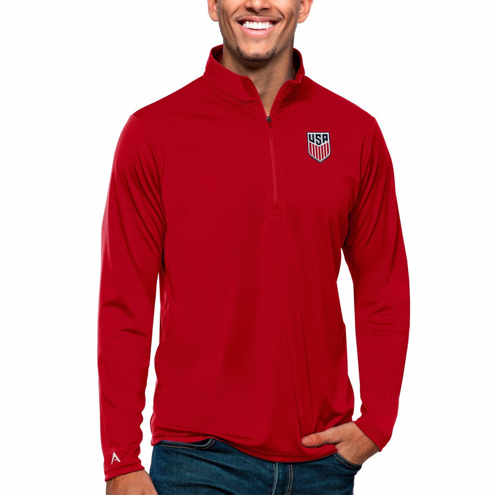 USMNT Antigua Tribute Quarter-Zip Pullover Top - Red