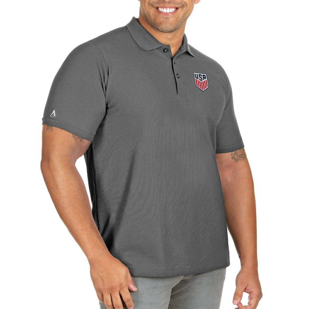 USMNT Antigua Legacy Pique Big & Tall Polo - Charcoal