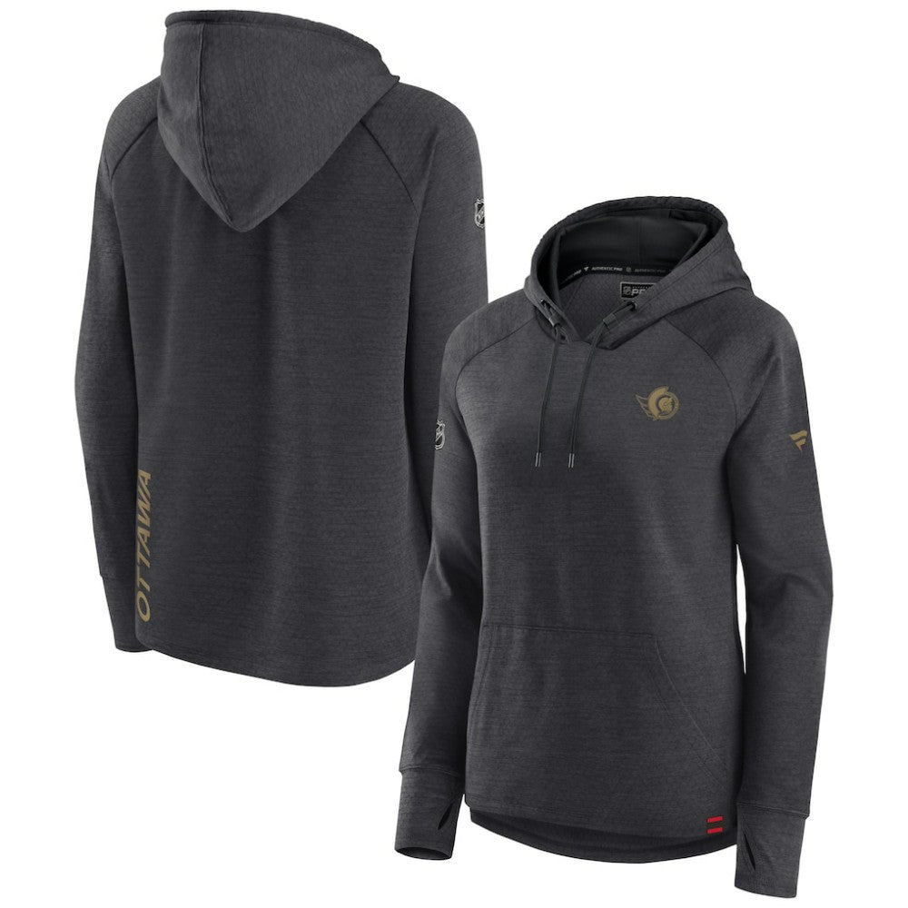 Ottawa Senators - Fanatics Women's Authentic Pro Pullover Hoodie Heather Charcoal