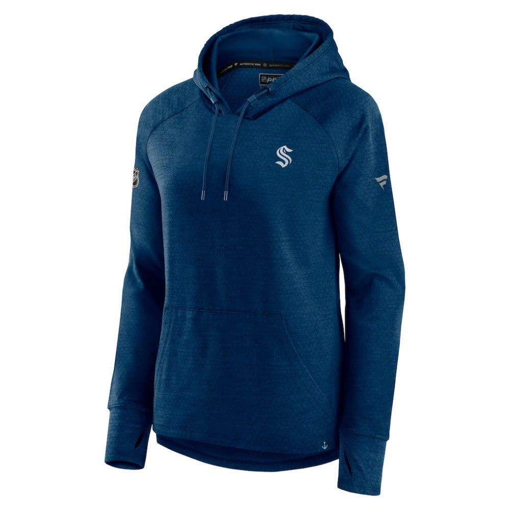 Seattle Kraken Fanatics Women's Authentic Pro Pullover Hoodie Heather Deep Sea Blue