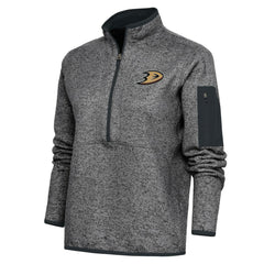 Anaheim Ducks - Antigua Women's Team Logo Fortune Quarter-Zip Jacket Heather Charcoal