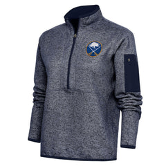 Buffalo Sabres - Antigua Women's Team Logo Fortune Quarter-Zip Jacket Heather Navy