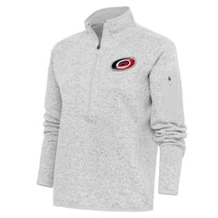 Carolina Hurricanes - Antigua Women's Team Logo Fortune Quarter-Zip Jacket Heather Gray