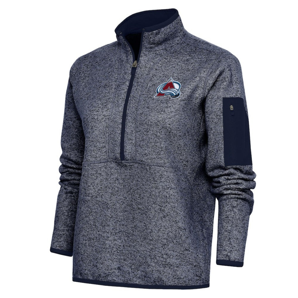 Colorado Avalanche - Antigua Women's Team Logo Fortune Quarter-Zip Jacket Heather Navy