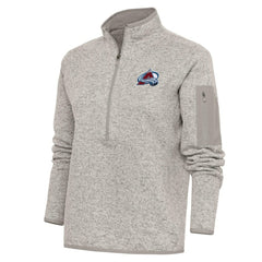 Colorado Avalanche - Antigua Women's Team Logo Fortune Quarter-Zip Jacket Oatmeal