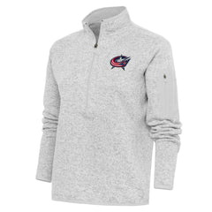 Columbus Blue Jackets - Antigua Women's Team Logo Fortune Quarter-Zip Jacket Heather Gray
