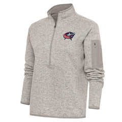 Columbus Blue Jackets - Antigua Women's Team Logo Fortune Quarter-Zip Jacket Oatmeal