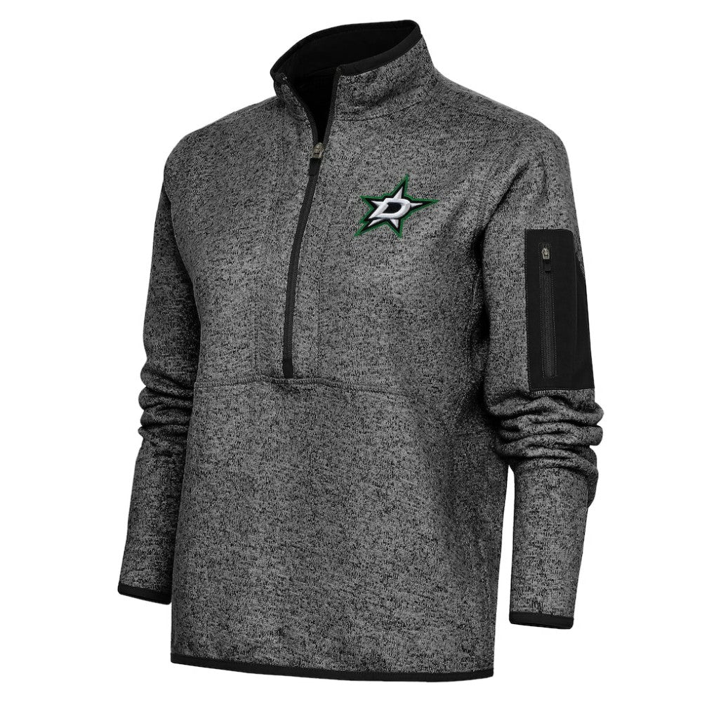 Dallas Stars - Antigua Women's Team Logo Fortune Quarter-Zip Jacket Heather Black