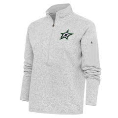 Dallas Stars - Antigua Women's Team Logo Fortune Quarter-Zip Jacket Heather Gray