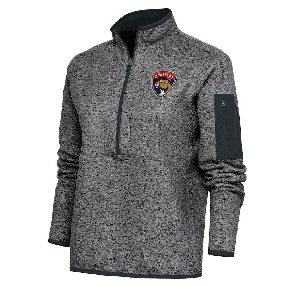 Florida Panthers - Antigua Women's Team Logo Fortune Quarter-Zip Jacket Heather Charcoal