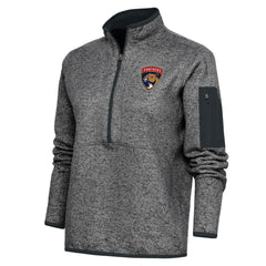 Florida Panthers - Antigua Women's Team Logo Fortune Quarter-Zip Jacket Heather Charcoal