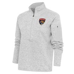Florida Panthers - Antigua Women's Team Logo Fortune Quarter-Zip Jacket Heather Gray