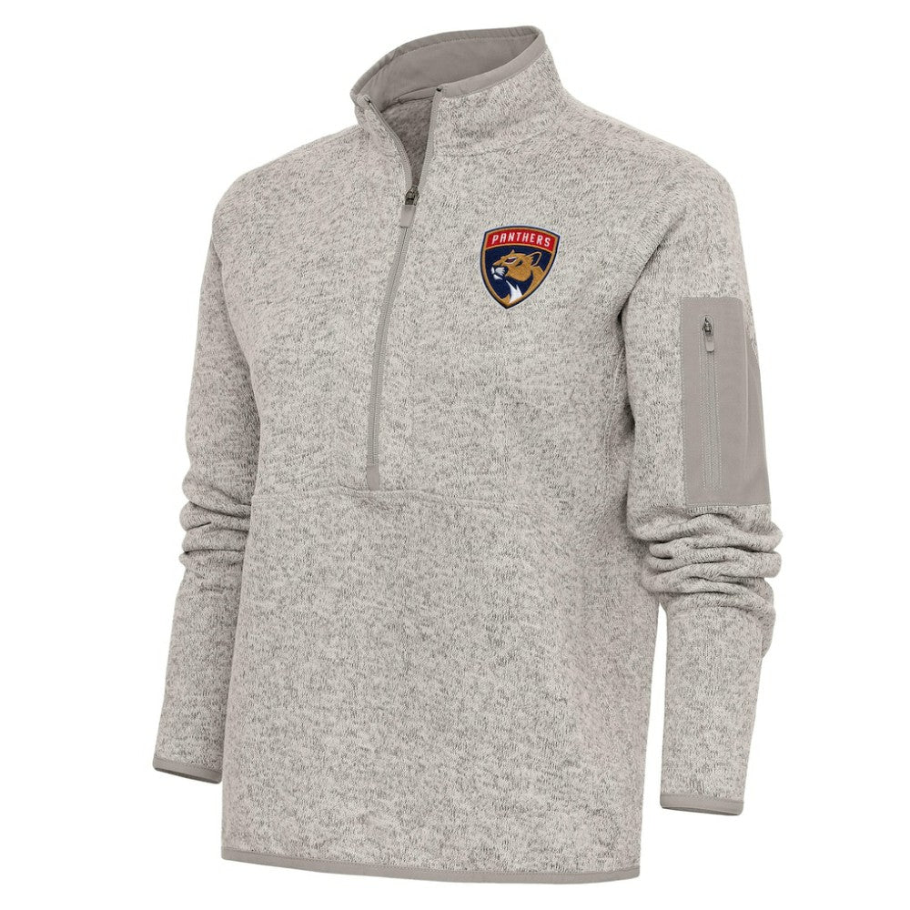 Florida Panthers - Antigua Women's Team Logo Fortune Quarter-Zip Jacket Oatmeal