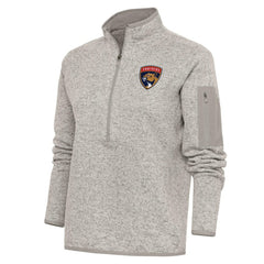 Florida Panthers - Antigua Women's Team Logo Fortune Quarter-Zip Jacket Oatmeal