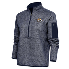 Nashville Predators - Antigua Women's Team Logo Fortune Quarter-Zip Jacket Heather Navy